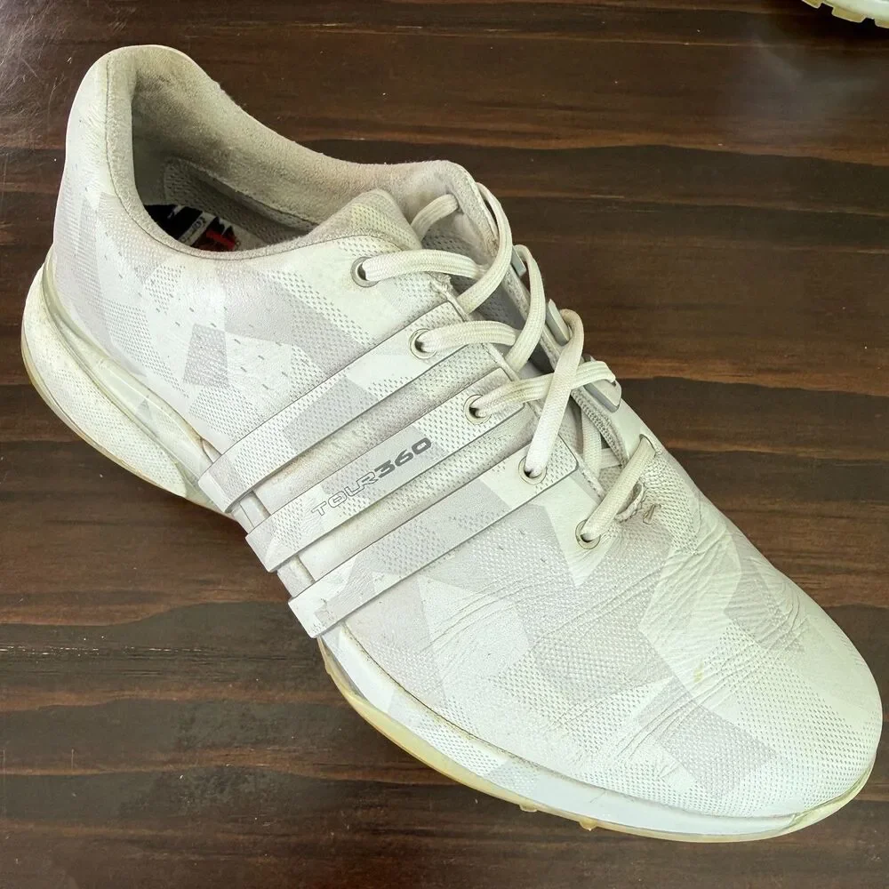Adidas Tour360 24 SL Spikeless Golf Shoes Men's White Silver ID6207 Boost Sz 8.5